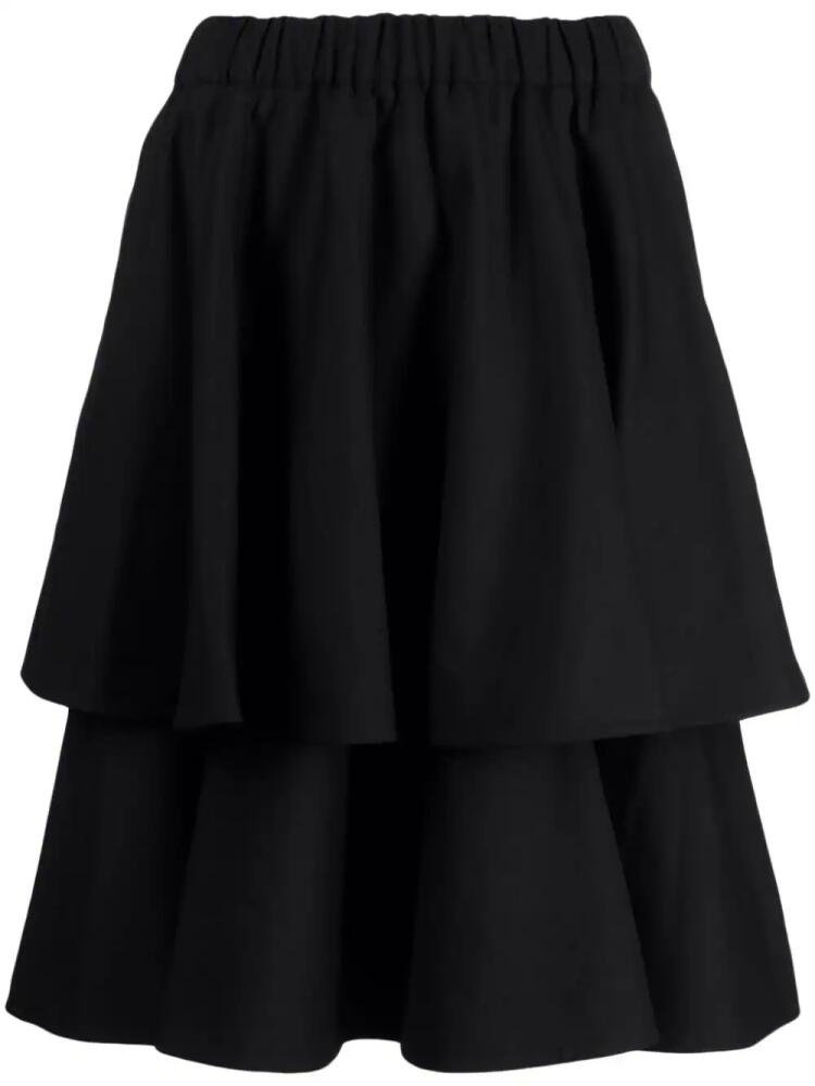 Noir Kei Ninomiya tiered wool midi skirt - Black Cover