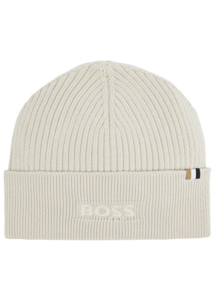 Boss Magico Logo Cotton-blend Beanie - Cream Cover