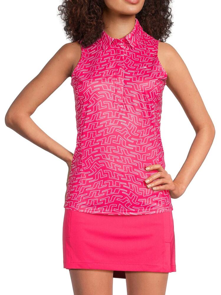 J. Lindeberg Women's Dena Print Sleeveless Polo - Azalea Cover