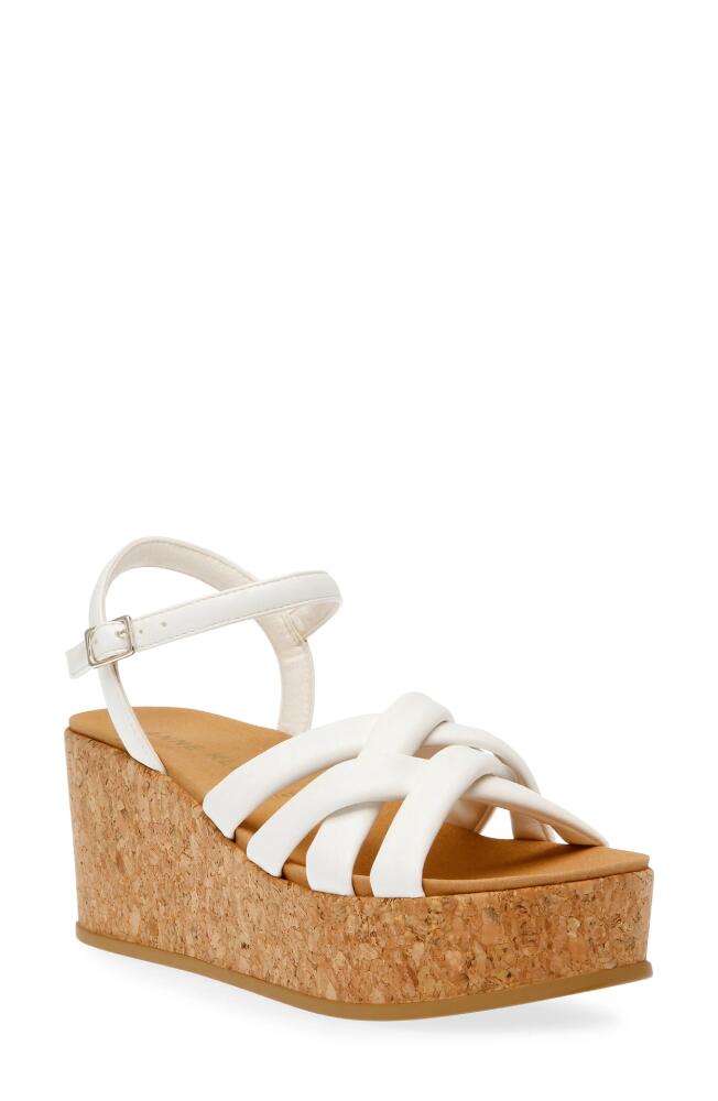 Anne Klein Valencia Platform Wedge Sandal in White Smooth Cover