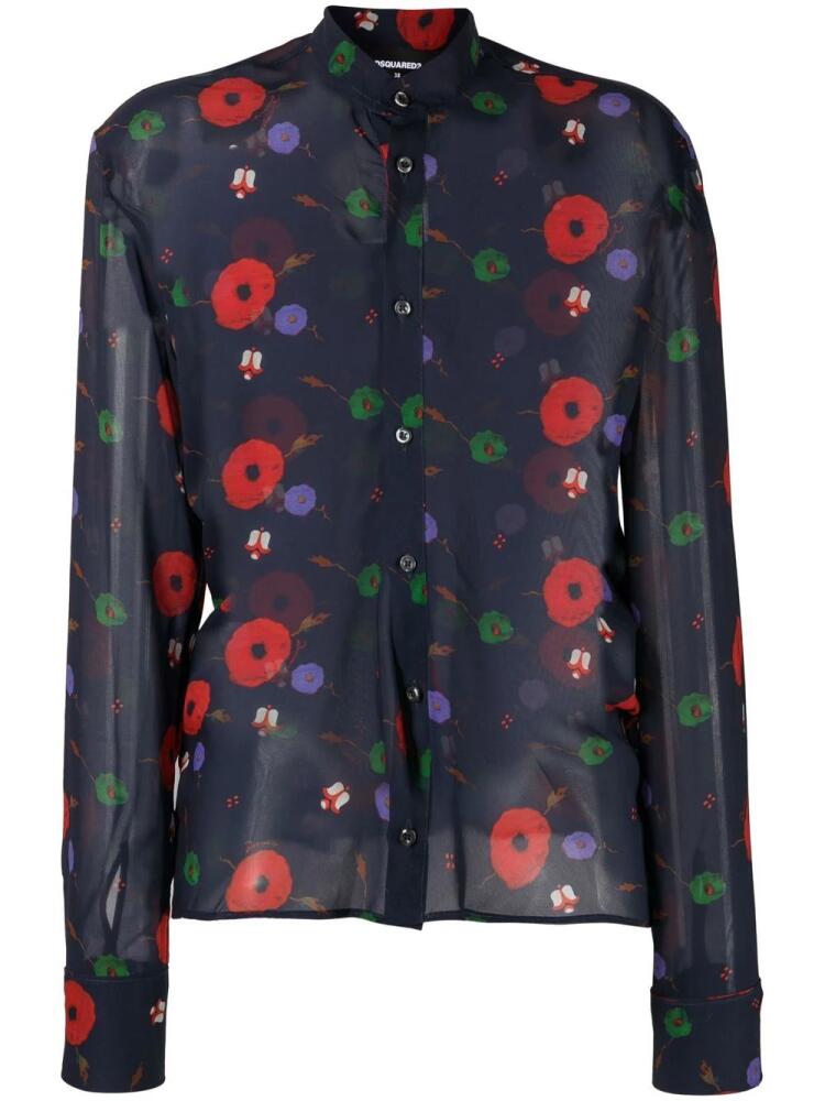 DSQUARED2 floral-print long-sleeved shirt - Blue Cover