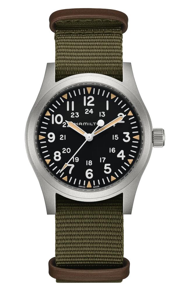 Hamilton Khaki Field Mechanical NATO Strap Watch, 42mm in Green/khaki Cover