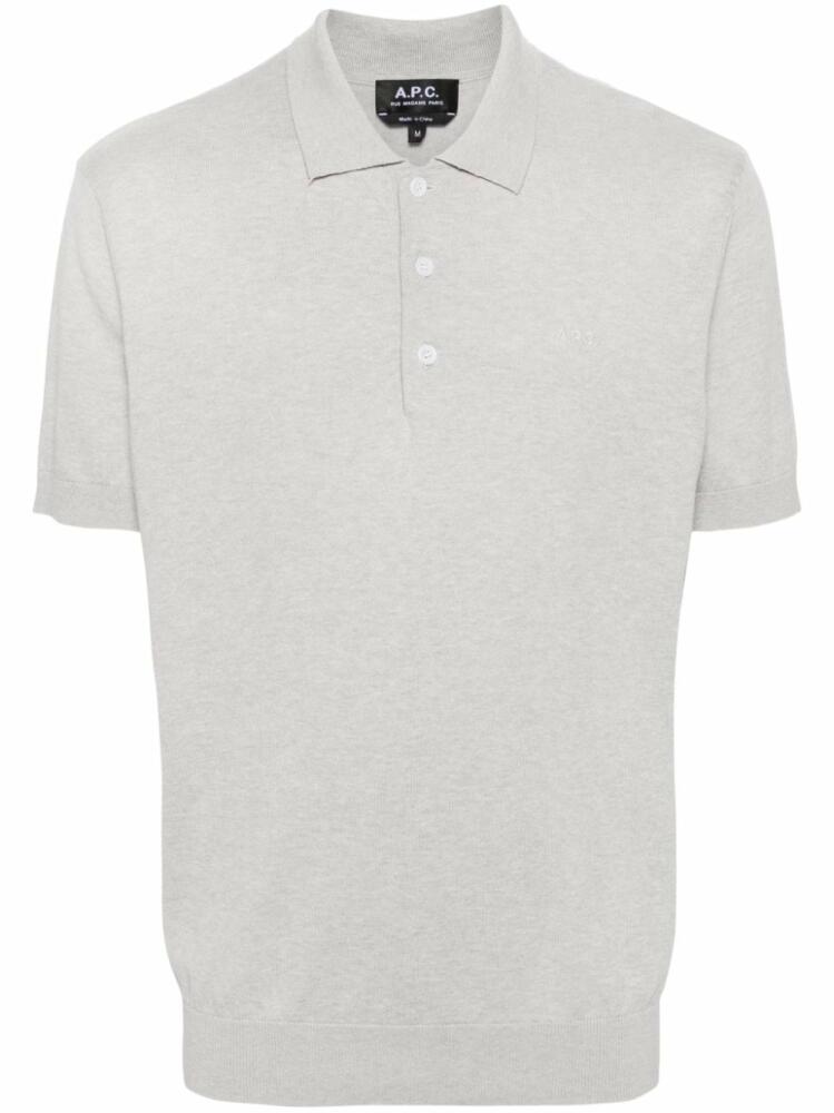 A.P.C. logo-embroidered knitted polo shirt - Grey Cover