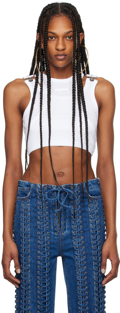 Jean Paul Gaultier White 'The Strapped Crop' Tank Top Cover