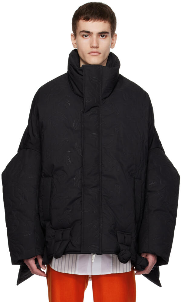 Feng Chen Wang Black Embossed Down Jacket Cover