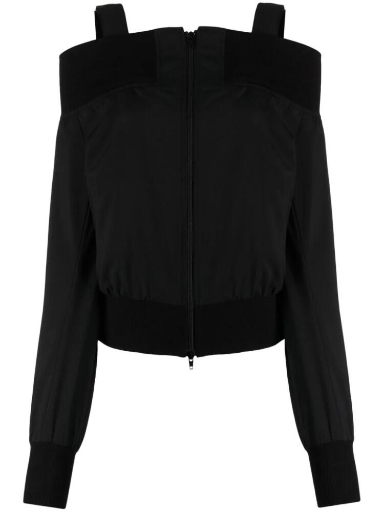 Yohji Yamamoto off-shoulder zip-up wool jacket - Black Cover