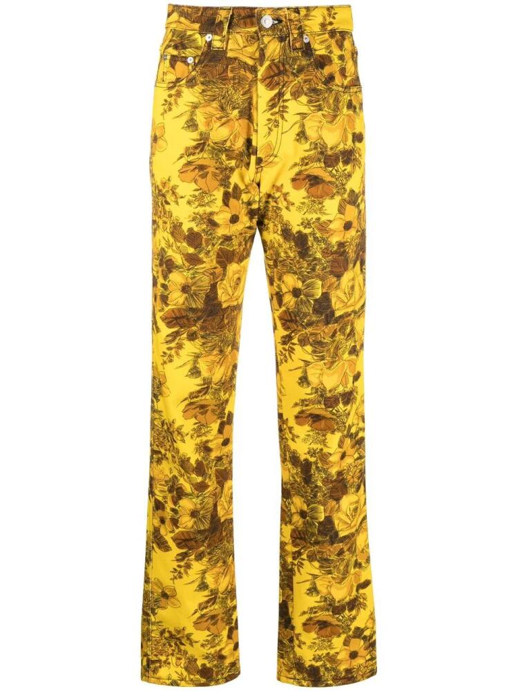 Kwaidan Editions printed-floral straight-leg jeans - Yellow Cover