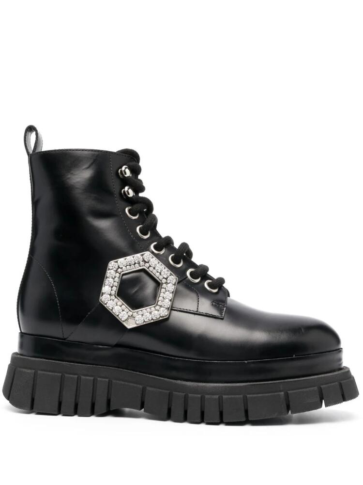 Philipp Plein crystal hexagon detail ankle boots - Black Cover