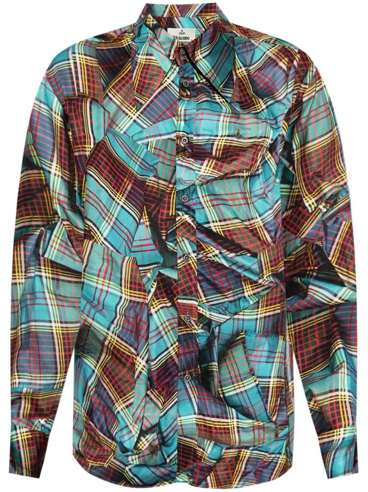 Vivienne Westwood checked-panel long-sleeve shirt - Blue Cover