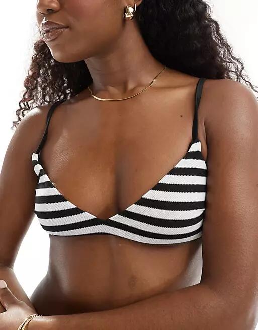 ASOS DESIGN mix & match crop bikini top in mono stripe-Multi Cover