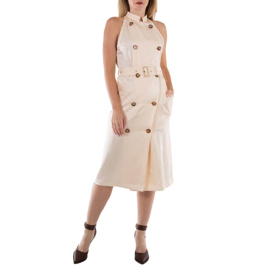 Burberry Ladies Buttermilk Beige Keren Silk-Satin Trench Dress Cover