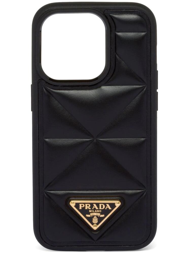 Prada iPhone 14 Pro padded-design case - Black Cover