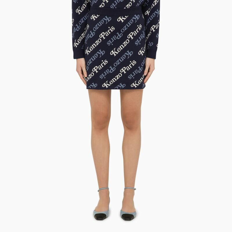 KENZO Midnight blue cotton and wool mini skirt Cover