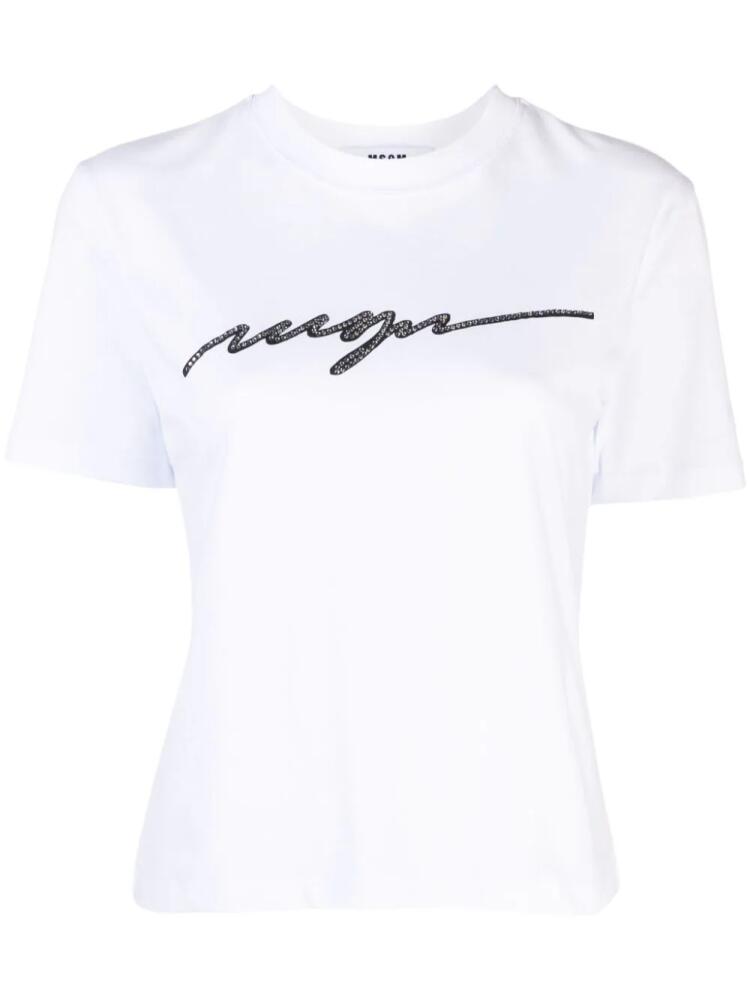 MSGM logo-embellished cotton T-shirt - White Cover