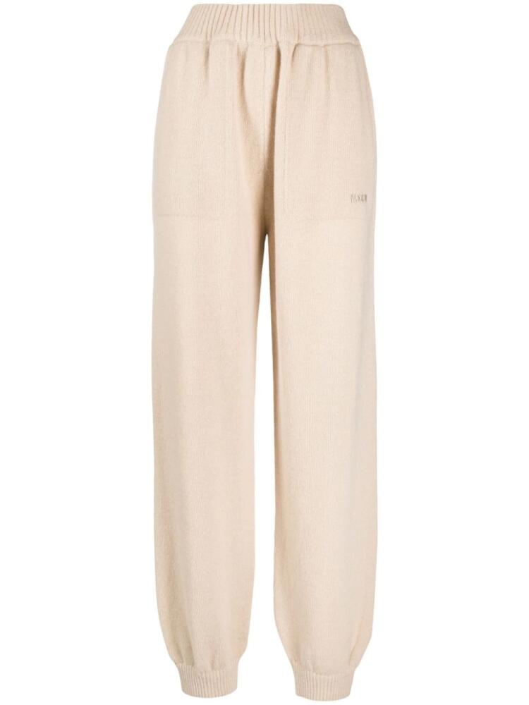 MSGM embroidered-logo knitted track pants - Neutrals Cover