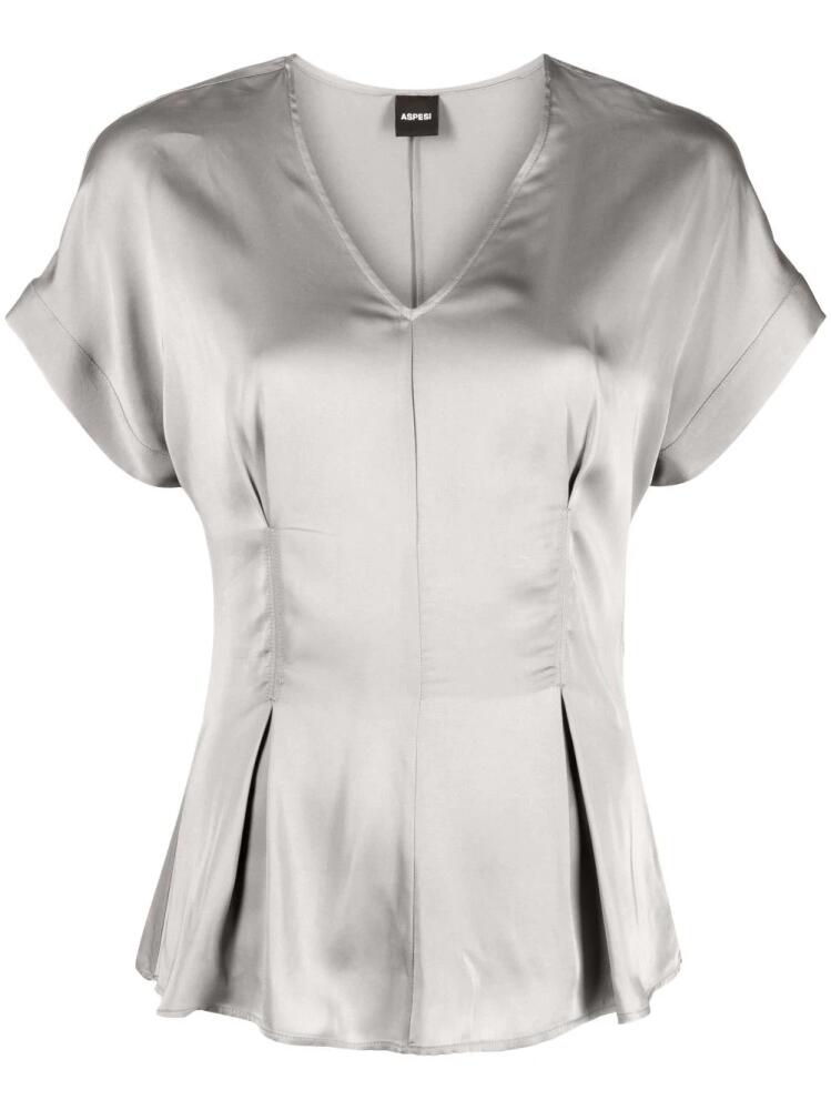 ASPESI satin-finish flared blouse - Grey Cover