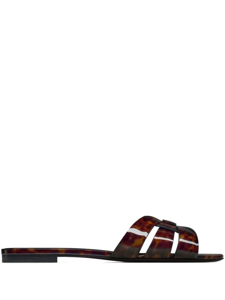 Saint Laurent Tribute tortoiseshell-effect slides - Brown Cover