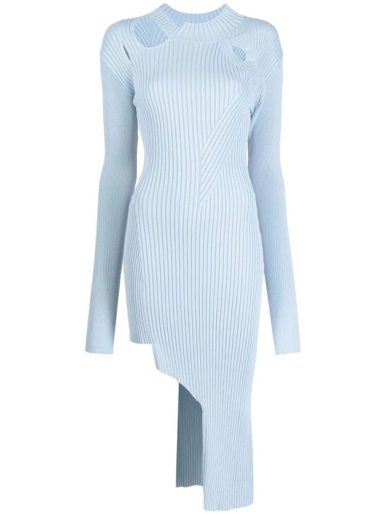 Feng Chen Wang ribbed-knit cut-out dress - Blue Cover