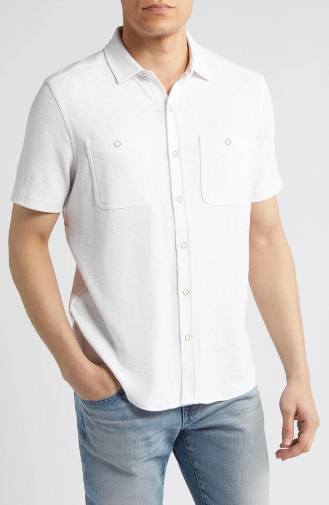 Johnston & Murphy Double Pocket Short Sleeve Knit Button-Up Shirt in White Cover