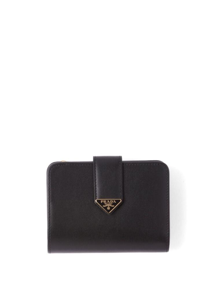 Prada triangle-logo leather bi-fold wallet - Black Cover