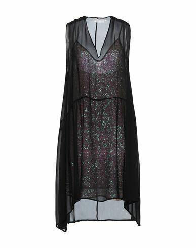 L' Autre Chose Woman Midi dress Black Polyethylene, Polyester Cover