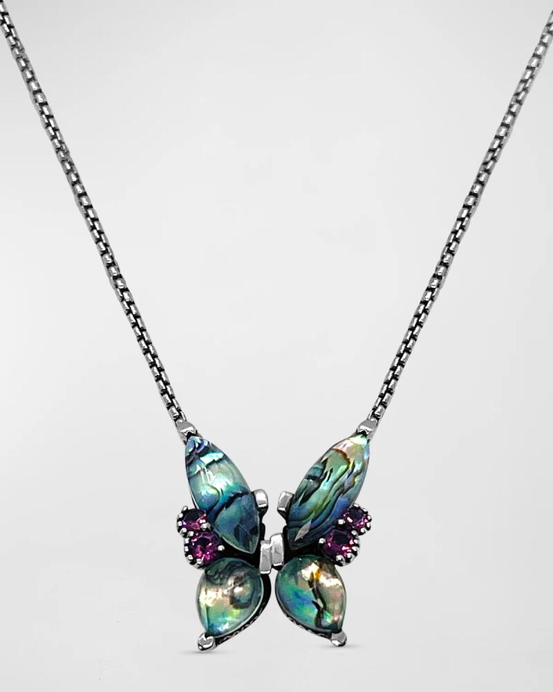 Stephen Dweck Quartz Abalone and Garnet Butterfly Pendant Necklace Cover