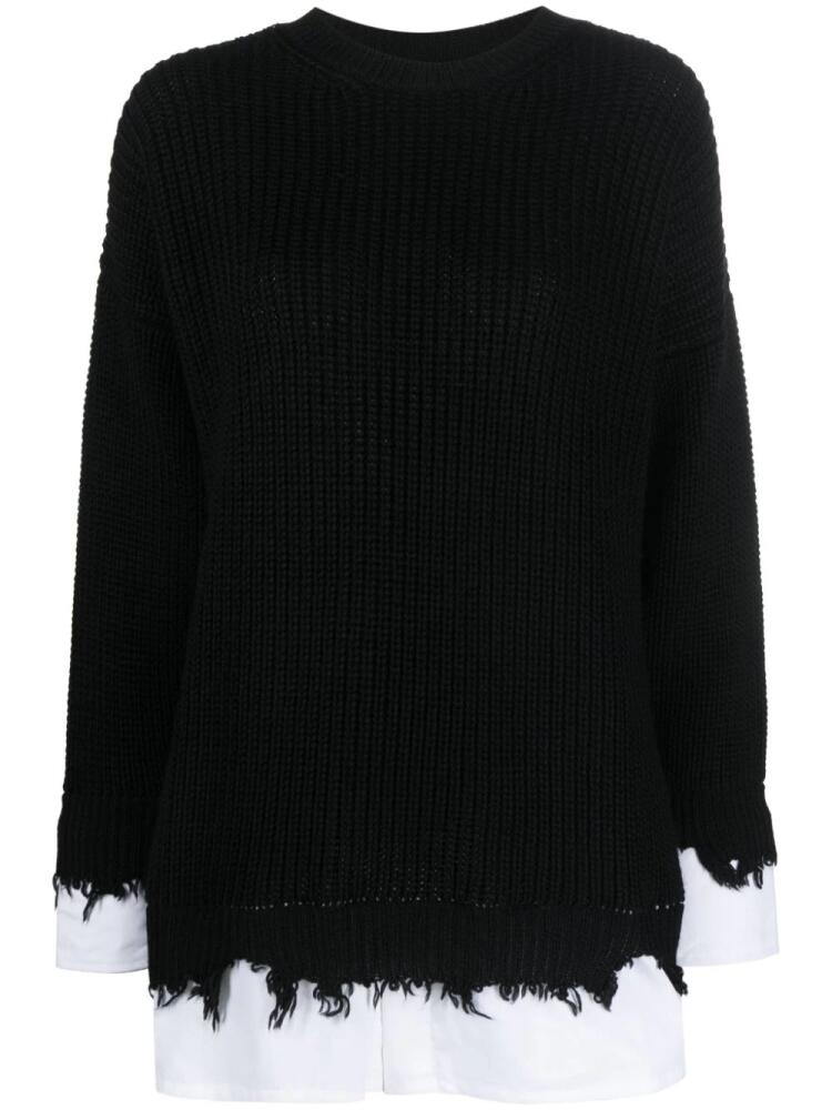 MM6 Maison Margiela distressed-finish shirt-underlayer jumper - Black Cover