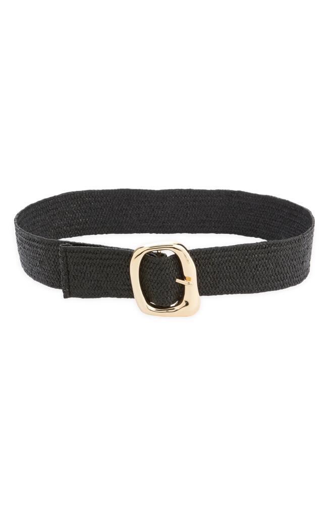 Nordstrom Melody Stretch Straw Belt in Black Cover