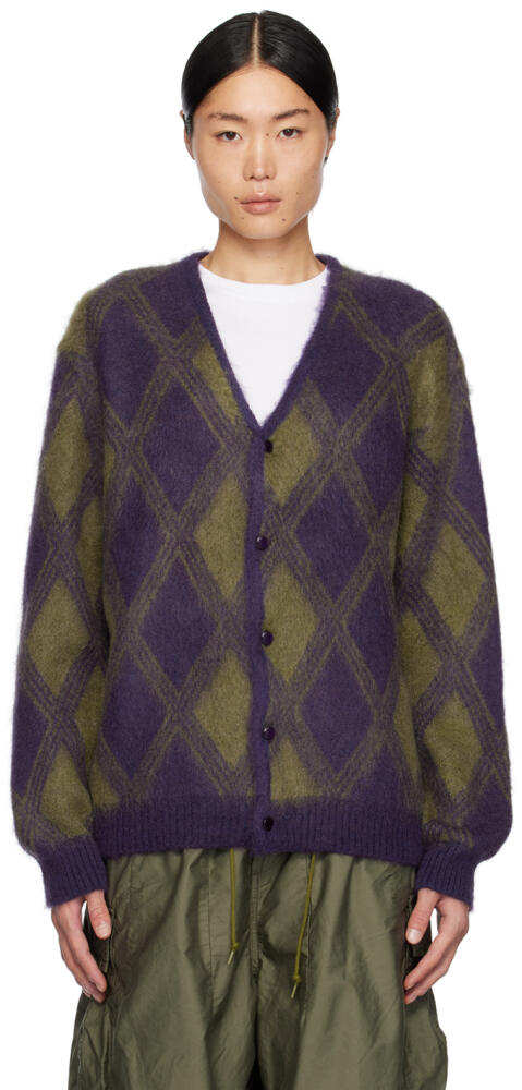 NEEDLES Purple & Green Argyle Cardigan Cover