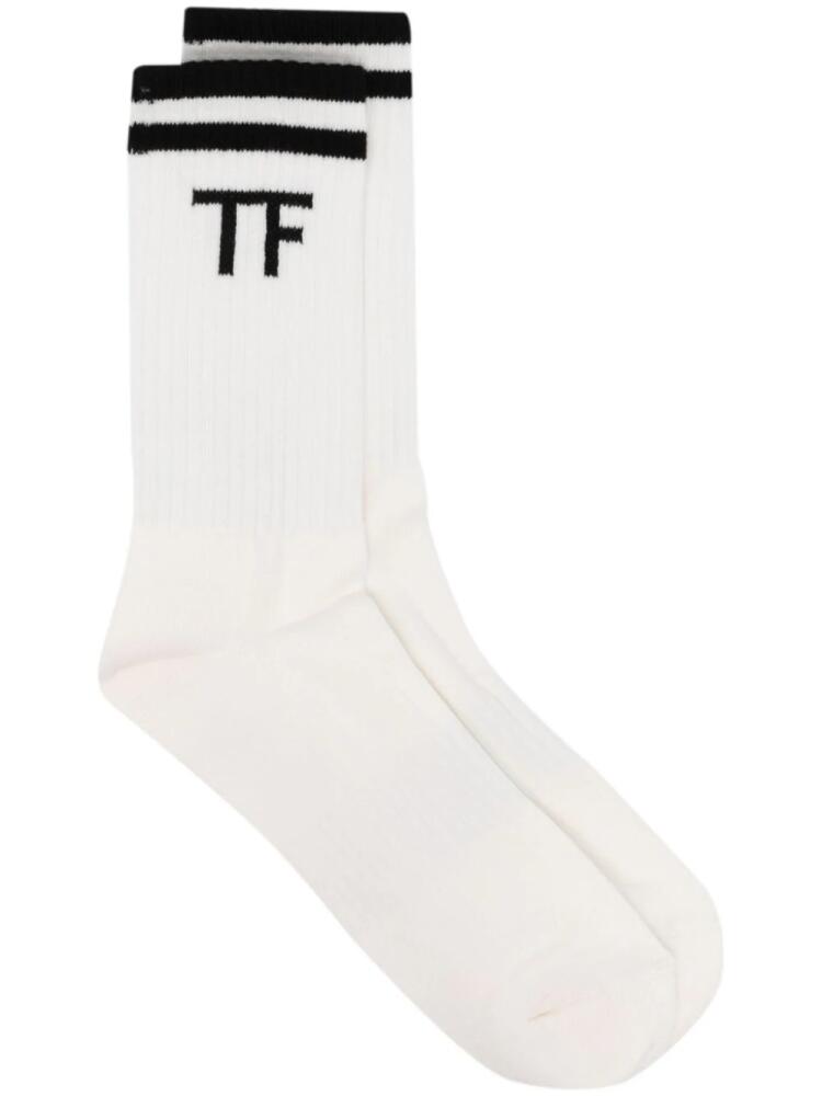 TOM FORD monogram-jacquard ankle socks - White Cover