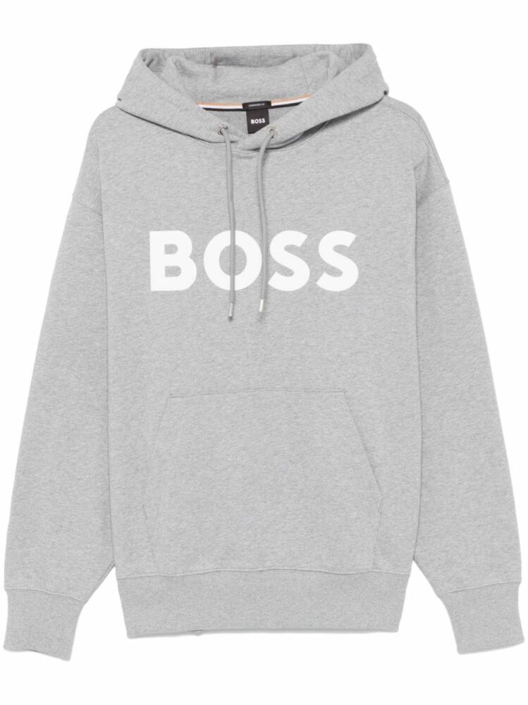 BOSS rubberised-logo hoodie - Grey Cover