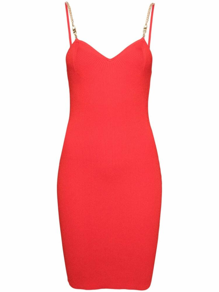 Michael Kors chain-strap ribbed-knit minidress - Red Cover