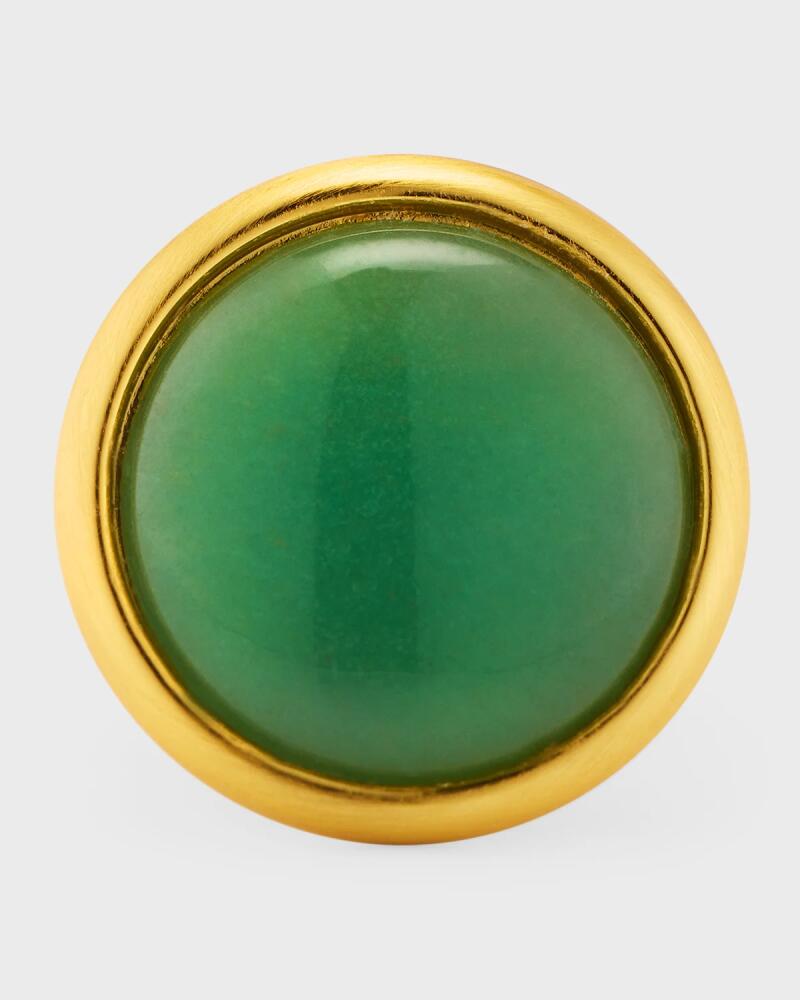 NEST Jewelry Brushed Gold-Plated Jade Aventurine Adjustable Ring Cover