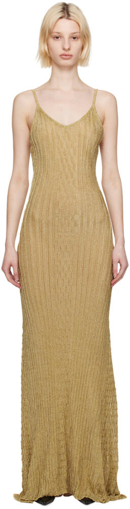 Victoria Beckham Gold V-Neck Maxi Dress Cover