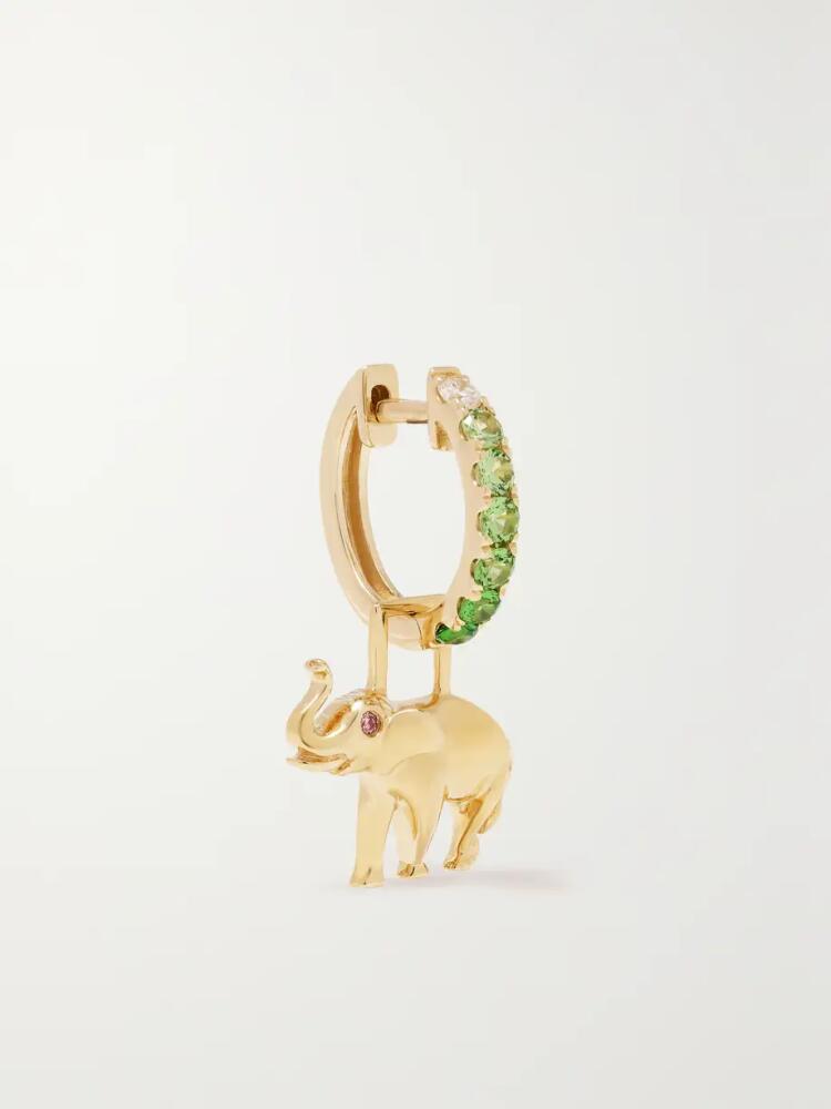 Robinson Pelham - Elephant Earwish 14-karat Gold, Tsavorite And Diamond Single Hoop Earring - One size Cover