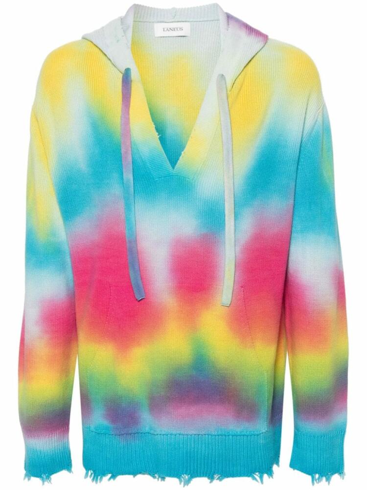 Laneus tie-dye distressed hoodie - Blue Cover