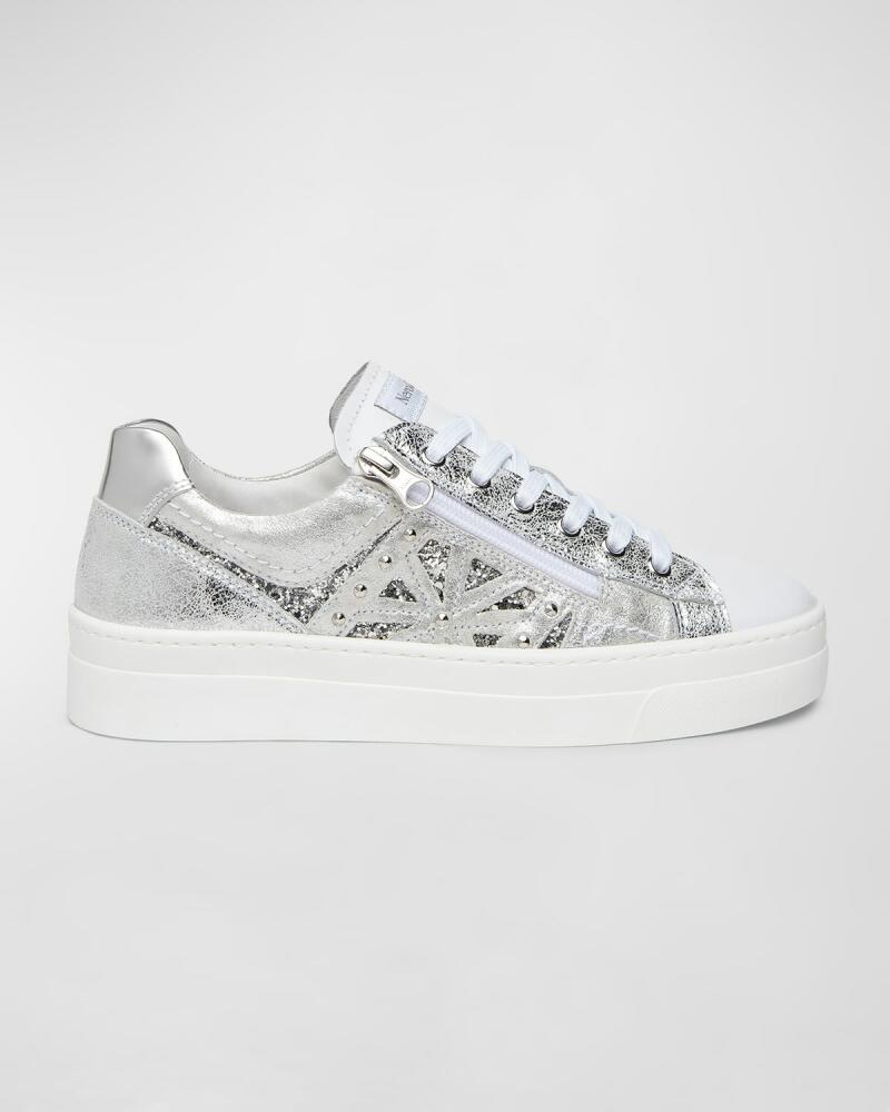 NeroGiardini Metallic Zip Cutout Glitter Sneakers Cover