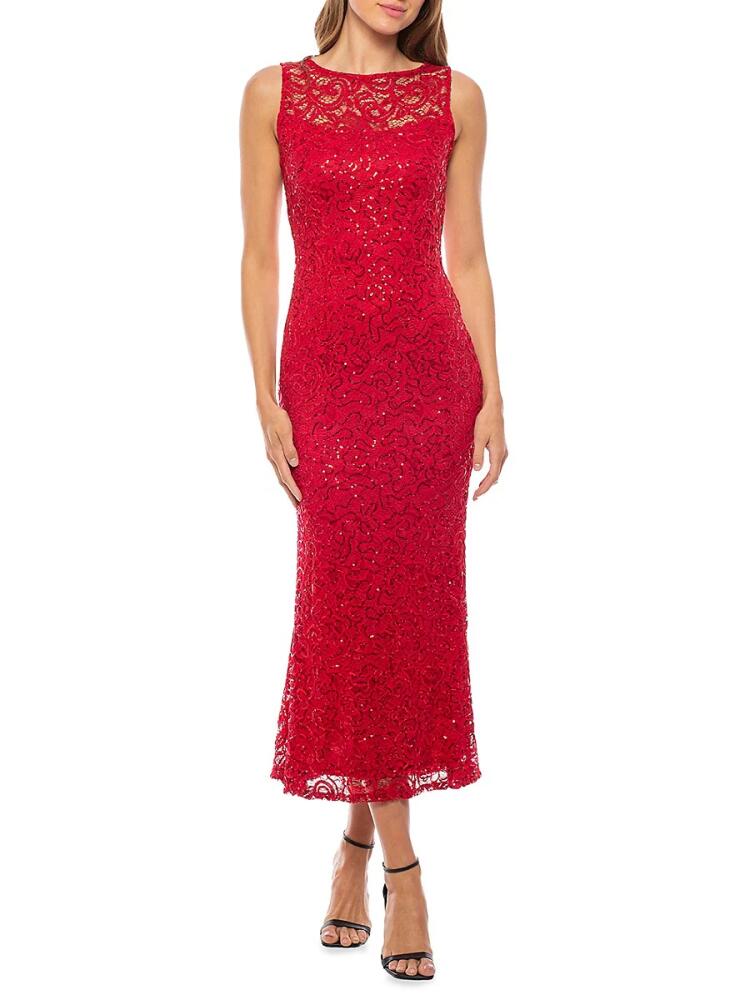 Marina Women's Sequin Lace Sheath Dress - Red Cover