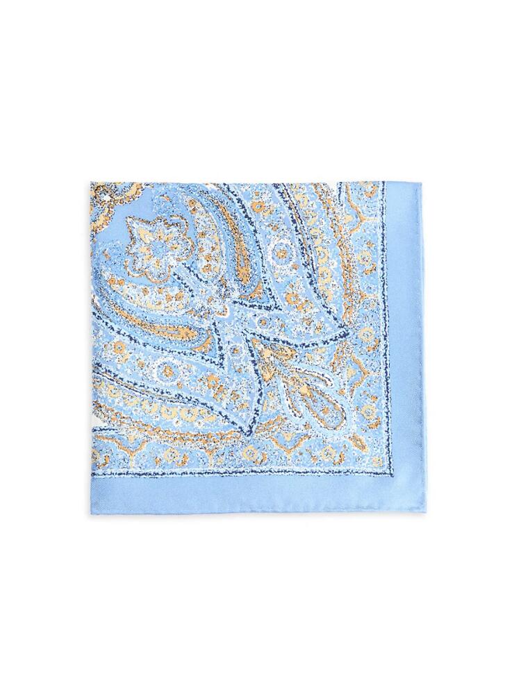 Saks Fifth Avenue Men's Persian Print Silk Pocket Square - Blue Cover