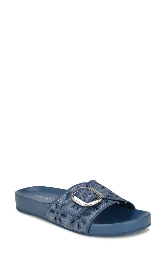 Nine West Giulia Slide Sandal in Medium Blue Cover