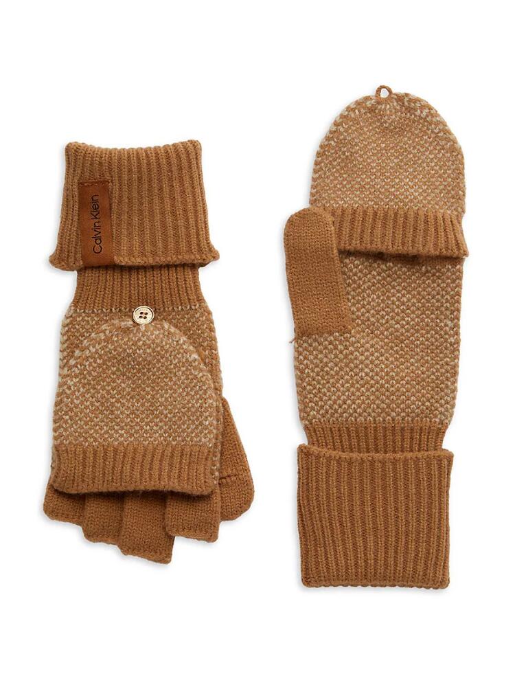 Calvin Klein Women's Birdseye Flip-Top Fingerless Gloves - Heather Cover