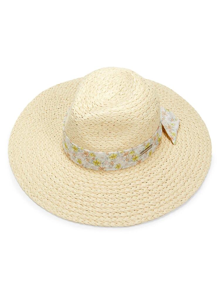 Vince Camuto Women's Lala Tie Band Panama Hat - White Floral Cover