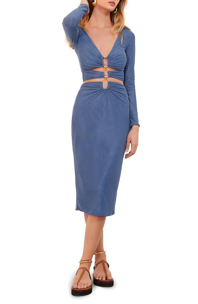 ViX Swimwear Luna Long Sleeve Cover-Up Midi Dress in Light Blue Cover