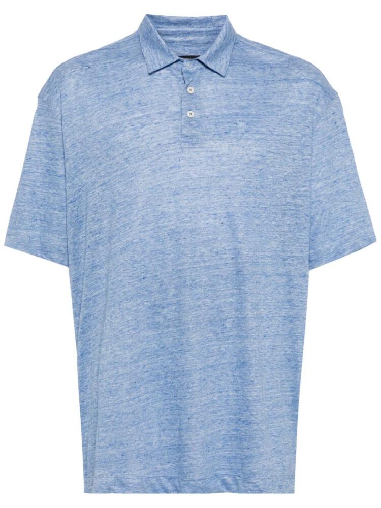 Zegna short-sleeve linen polo shirt - Blue Cover