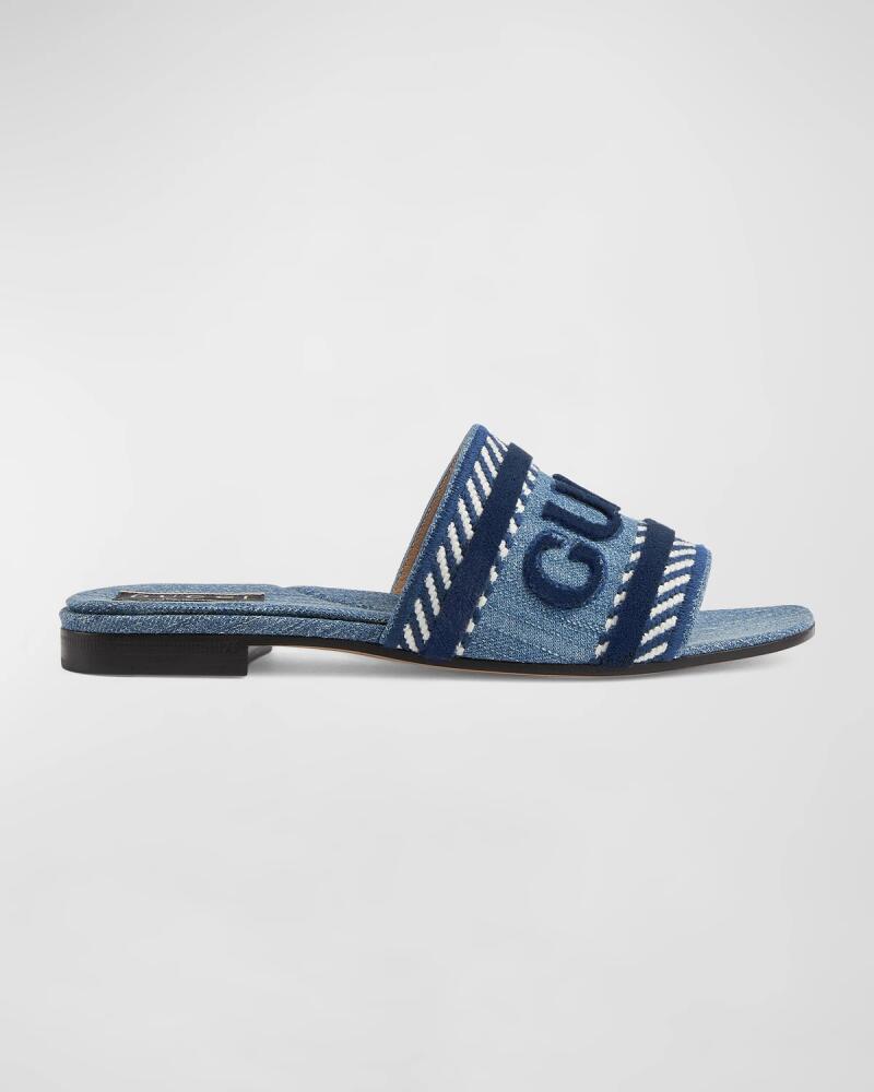 Gucci Jane Logo Denim Slide Sandals Cover