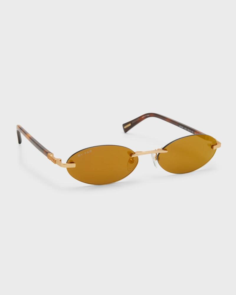 BY FAR Texas Matt Oval Metal & Acetate Sunglasses Cover