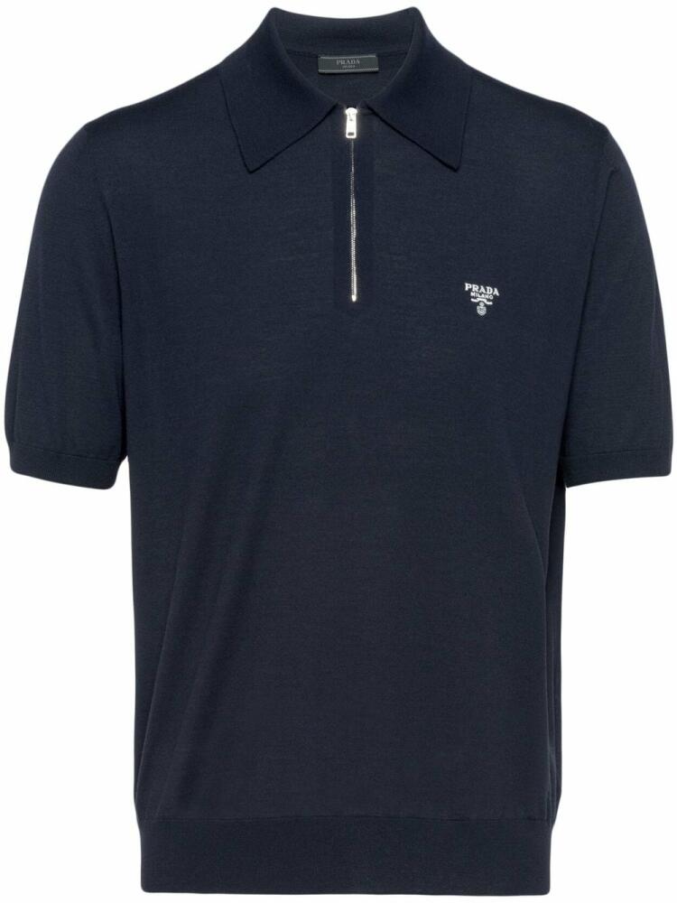 Prada half-zip wool polo shirt - Blue Cover