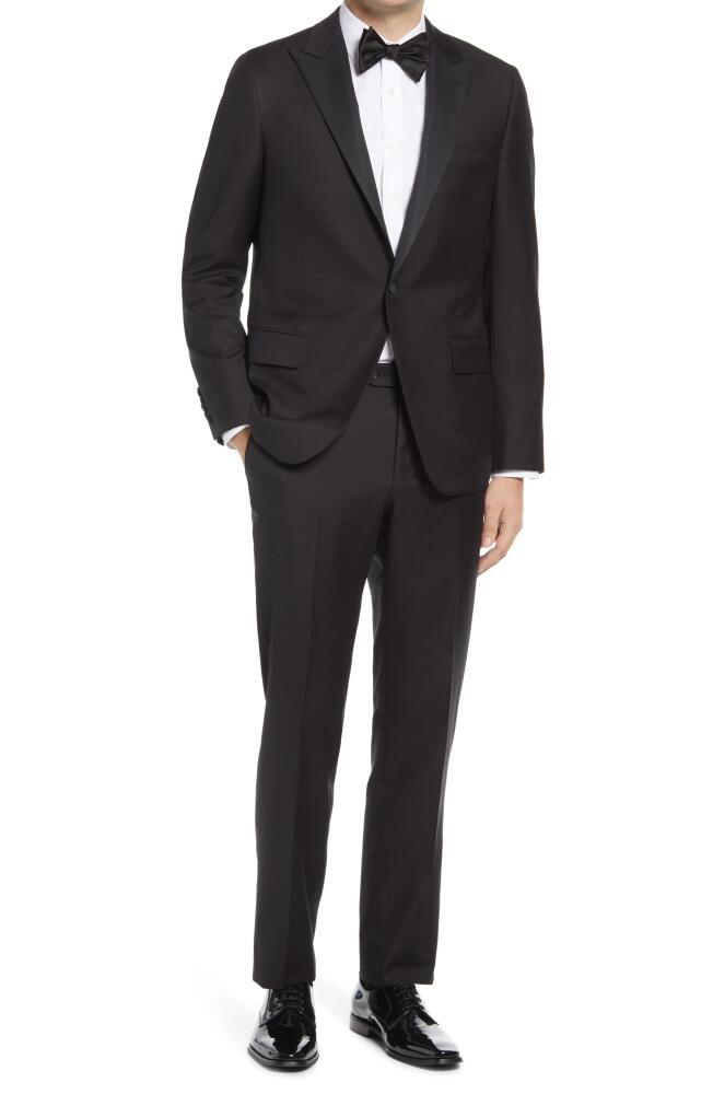 Heritage Gold Infinity Classic Fit Peak Lapel Wool Tuxedo in Black Cover