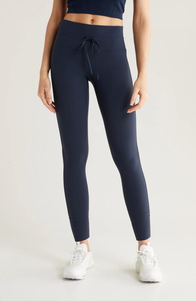 zella Studio Luxe High Waist Drawstring Ankle Leggings in Navy Sapphire Cover