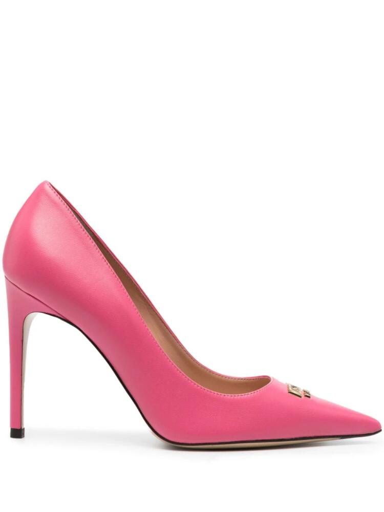 Moschino 100mm logo-lettering pumps - Pink Cover